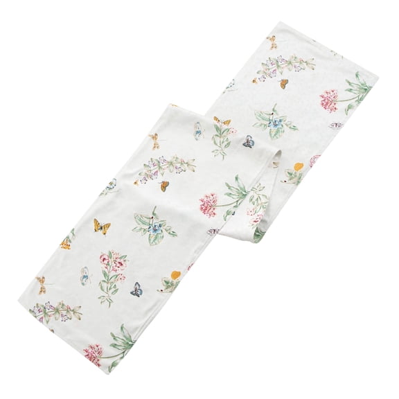 Lenox Butterfly Meadow Jacquard Damask Multi-Color Table Runner, 70x14"