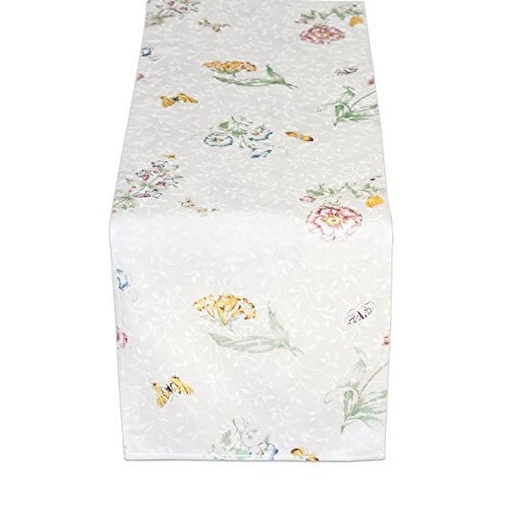 Lenox Butterfly Meadow Jacquard Damask Multi-Color Table Runner, 70x14"