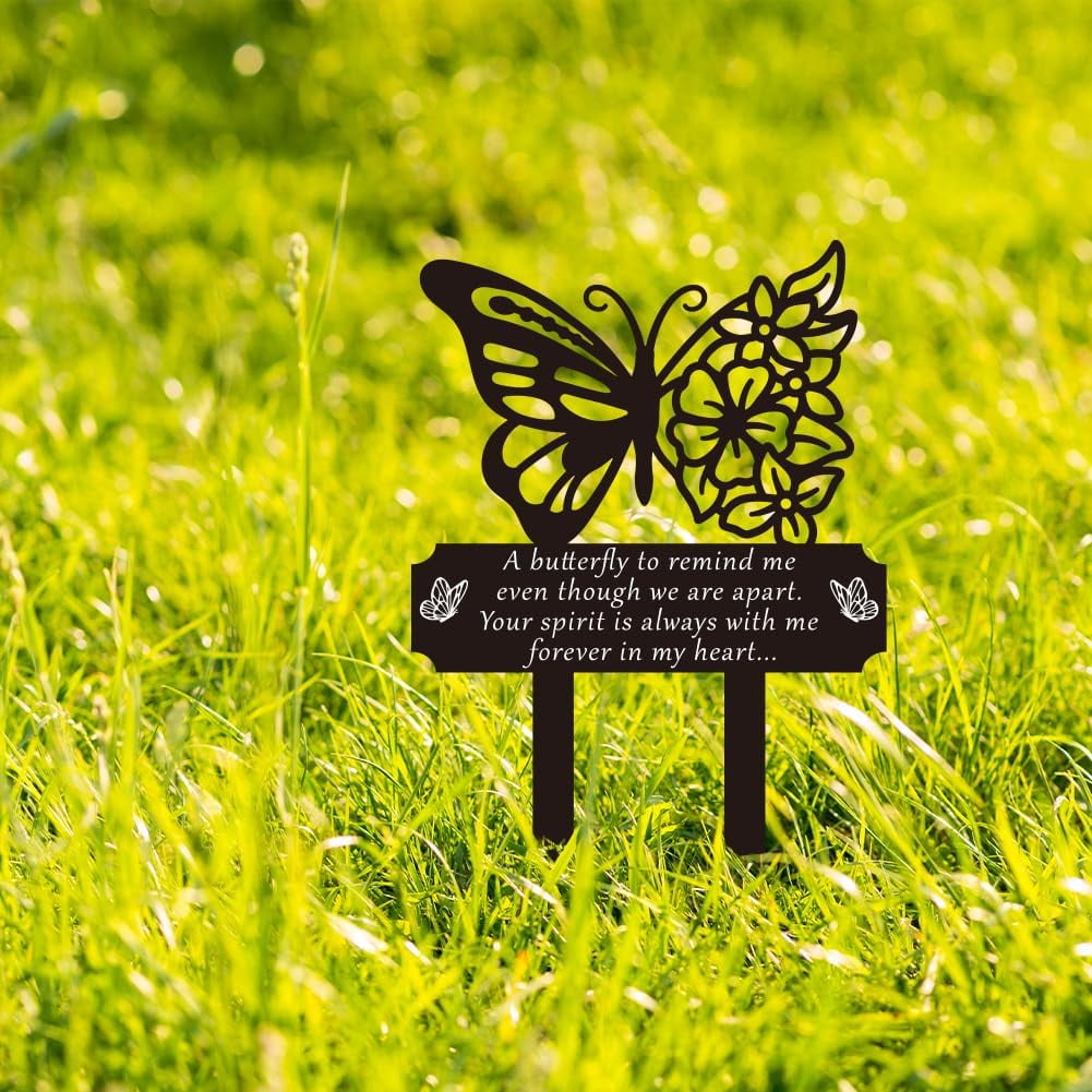 Butterfly Memorial Grave Markers Flowers Metal Grave Plaque Stake
