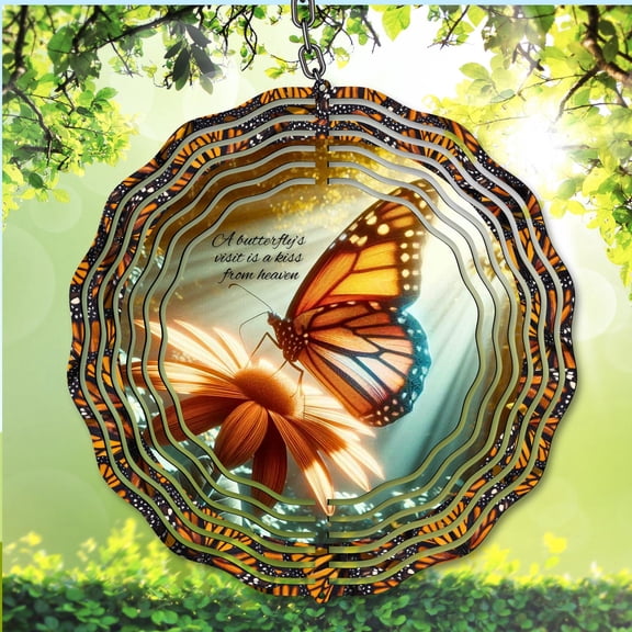 Butterfly Memorial Wind Spinner 10 Inch, Sympathy Outdoor Garden Decor