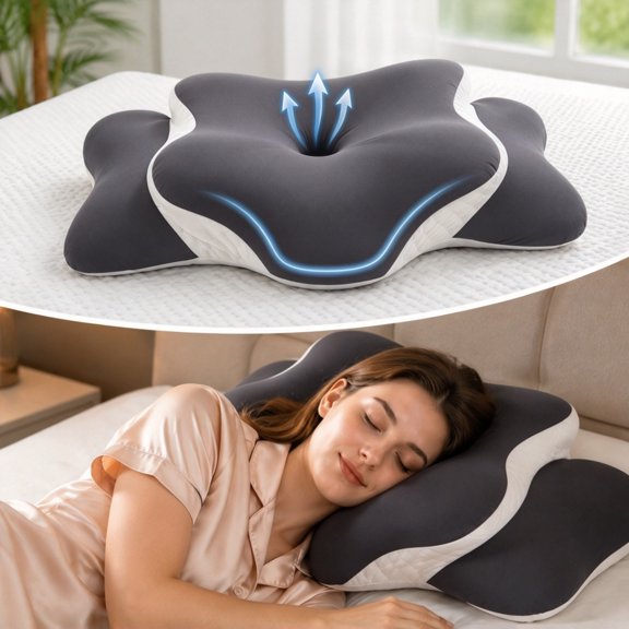 Butterfly Memory Foam Pillow,Hollow Ergonomic Soft Neck Support Pillow