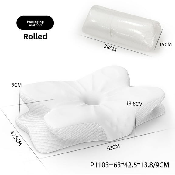 Butterfly Memory Foam Pillow for Neck Pain - Cervical Support Pillow with Ice Silk Cover, Orthopedic Contour Pillow for Side & Back Sleepers, 2-Pack Adult Pillows