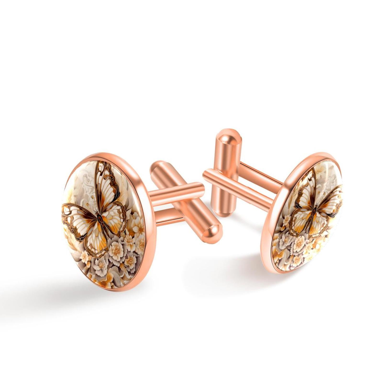 Butterfly Men's Stainless Steel Cufflinks for Formal Attire, Wedding