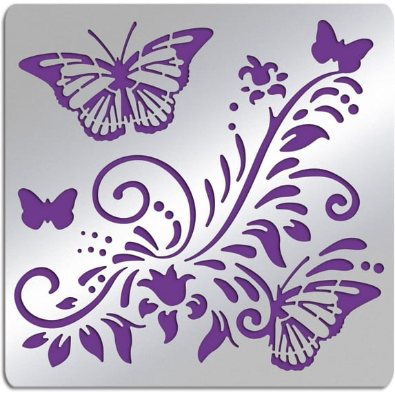 Butterfly Metal Stencils 6 Inch Square Scrapbooking Drawing Stencils Stainless Steel Flowers Vine Pattern Painting Stencils