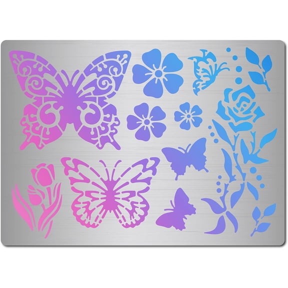 Butterfly Metal Stencils Flower Rose Leaves Insect Painting Drawing Stainless Steel Square Embossing Decorating Tool Template for DIY Making