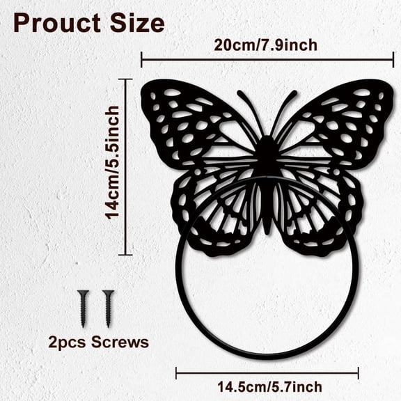 Butterfly Metal Towel Ring Insects Hand Round Towel Holder Wall Decor Animal Towel Rack Wall Mounted for Kitchen Home Hanging Gifts Decoration