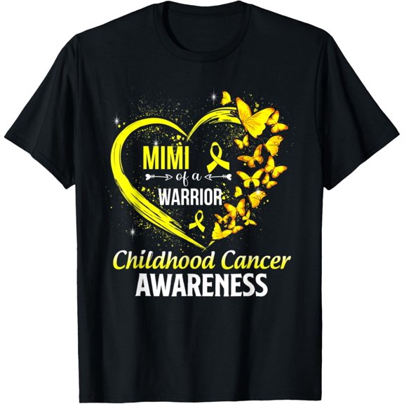 Butterfly Mimi Of A Warrior Childhood Cancer Awareness T-Shirt