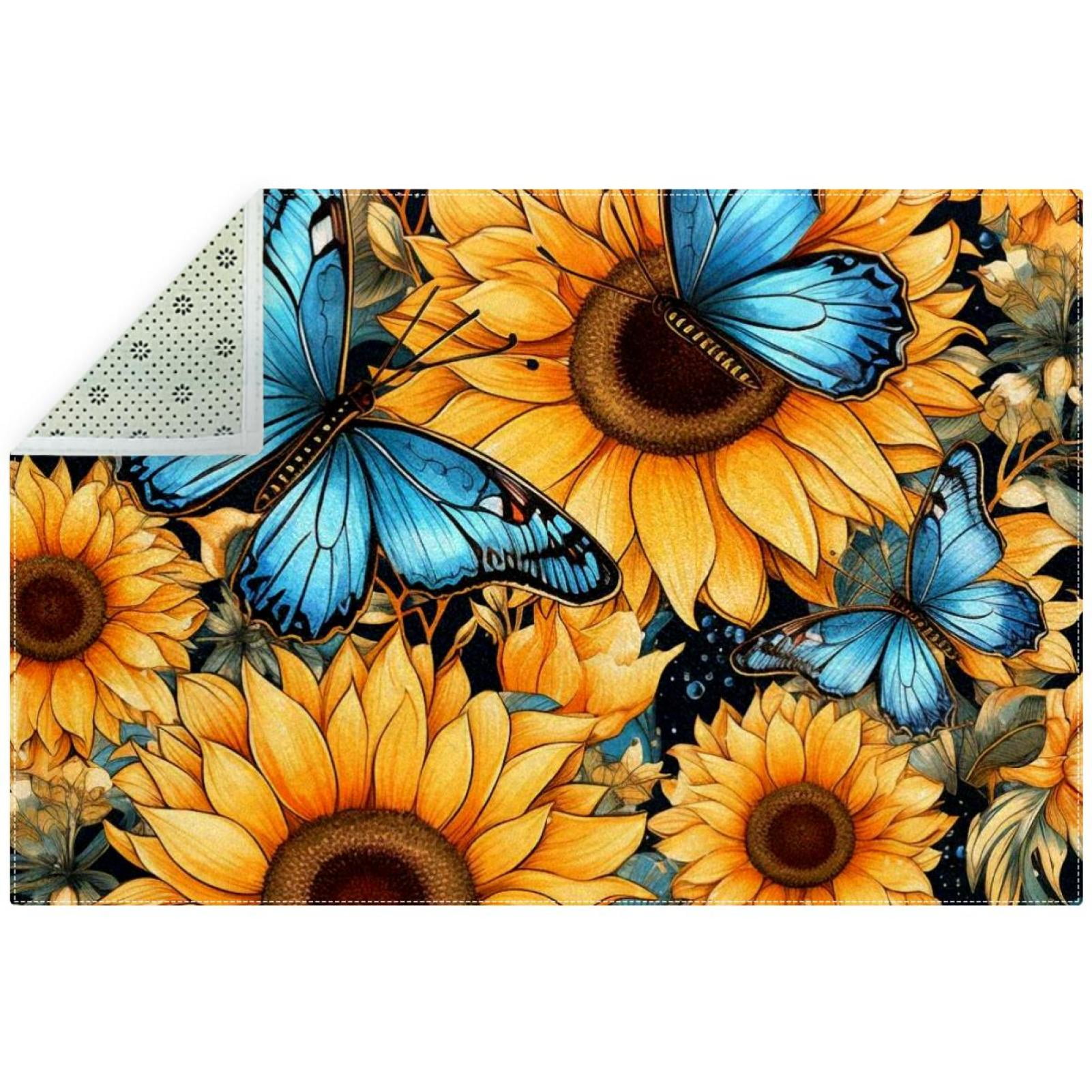 Butterfly Modern Chevron Kitchen Rug Durable Polyester Floor Mat for