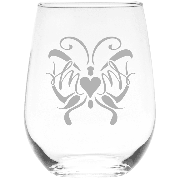 C&M Personal Gifts 17 oz Butterfly Mom Stemless Wine Glass