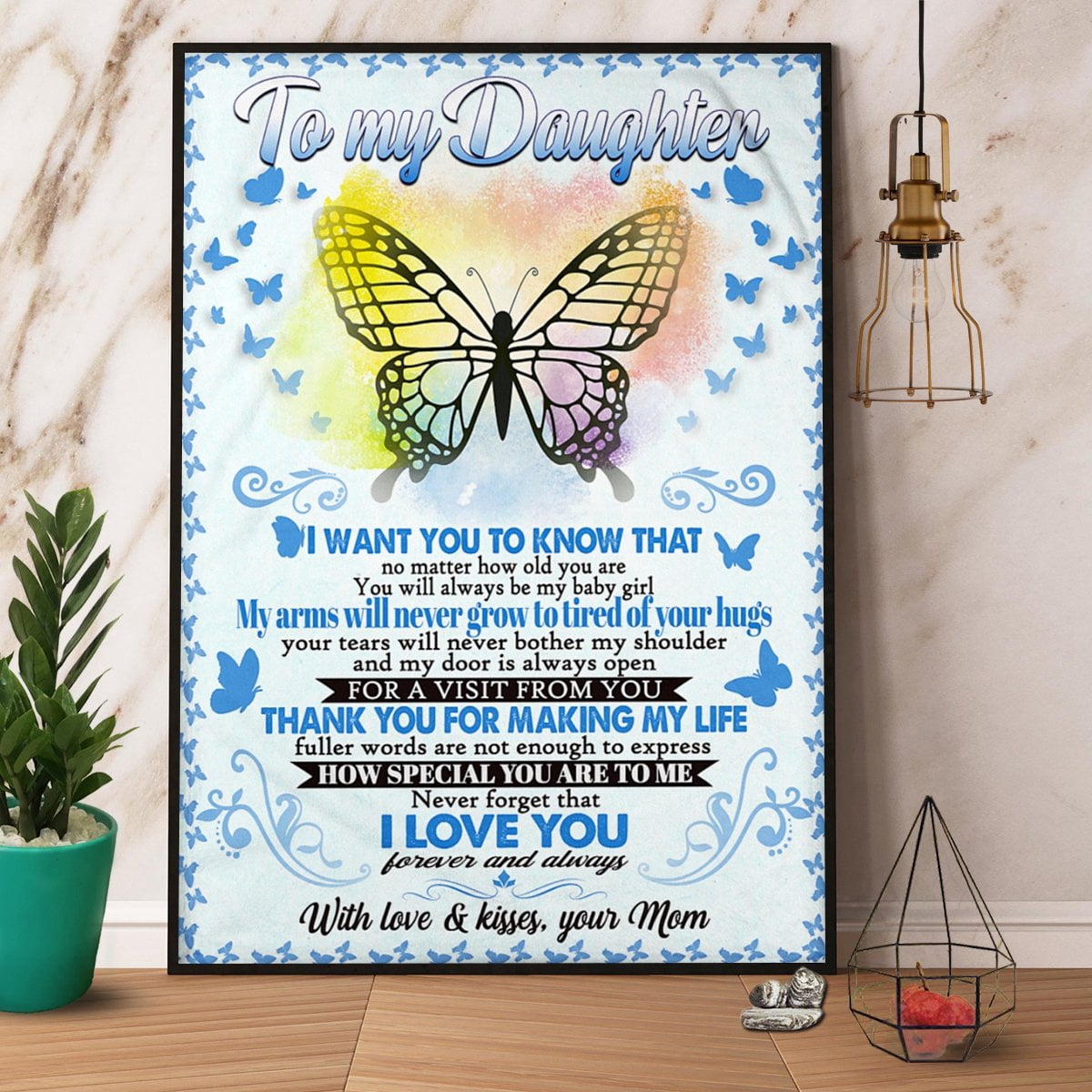 Butterfly Mom To My Daughter I Love You Forever Gift For Mom Paper ...