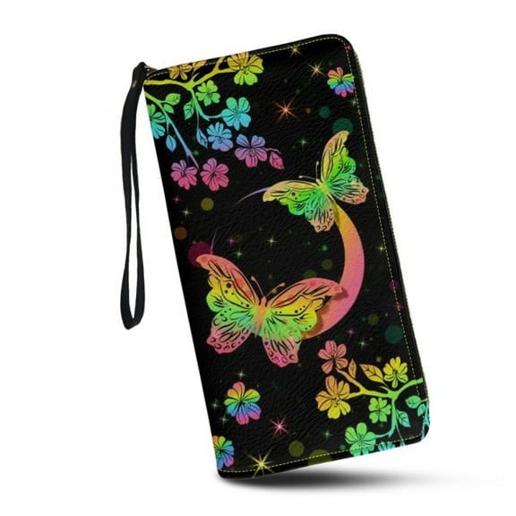 Butterfly Moon Brand Design Women Zip Around Organizer Wallet Leather Card Holder Clutch Long Purse Wristlet Handbag