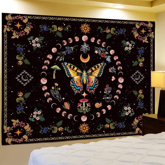 Tenture Murale Vintage Fruits Et Fleurs - 50x70cm - Noir Et Multicolore