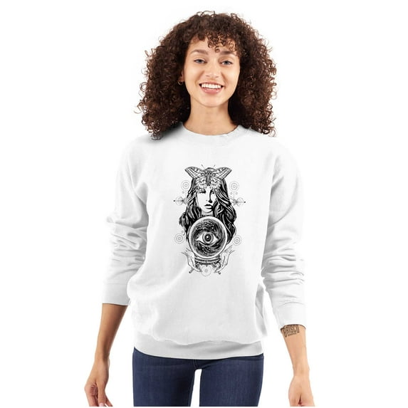 Butterfly Moth Spiritual Crystal Ball Women Crewneck Sweatshirt Brisco Brands L