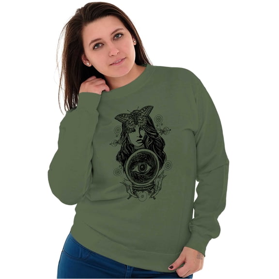 Butterfly Moth Spiritual Crystal Ball Women Plus Size Crewneck Sweatshirt Brisco Brands 4X