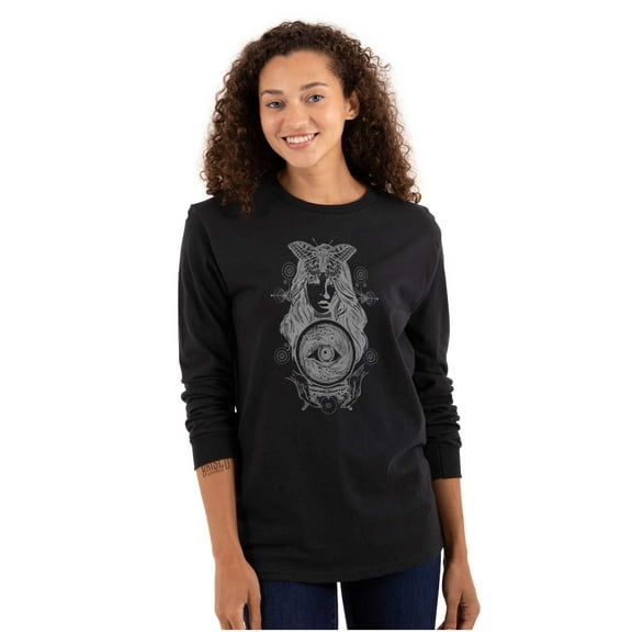 Butterfly Moth Spiritual Crystal Ball Women's Long Sleeve T Shirt Brisco Brands S