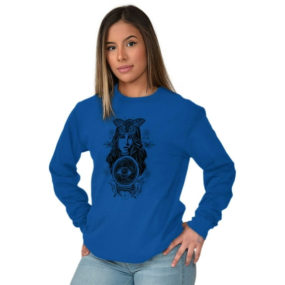Butterfly Moth Spiritual Crystal Ball Women's Long Sleeve T Shirt Brisco Brands X