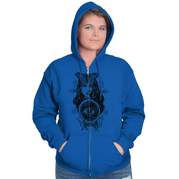 Butterfly Moth Spiritual Crystal Ball Womens Plus Size Graphic Zipper Hoodie Brisco Brands 5X