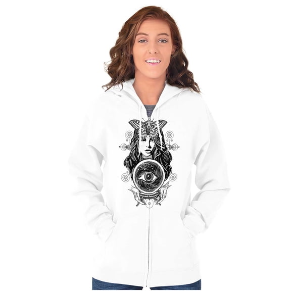Butterfly Moth Spiritual Crystal Ball Zip Hoodie Sweatshirt Women Brisco Brands L