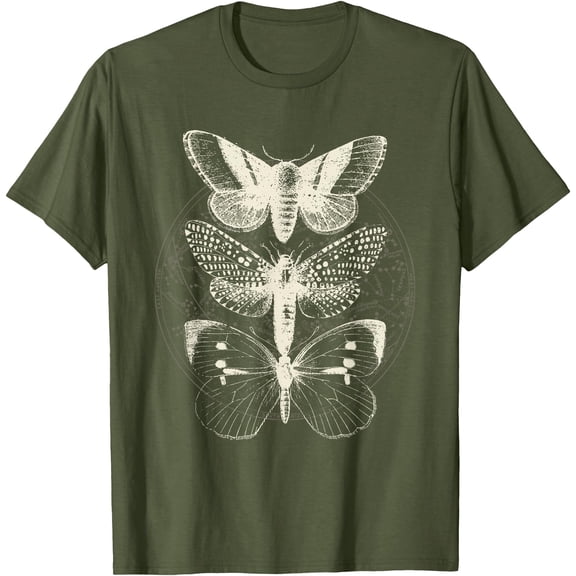 Butterfly Moth Witchcore Insect Astronomy Lover Unisex T-Shirt for Men Women Kids Toddler,Military Green Color,Size L