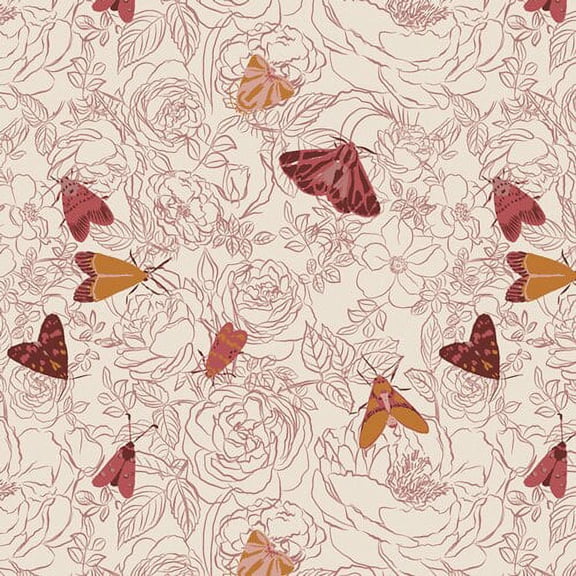Butterfly Moth floral fabric - Cloak & Petal Kismet Art Gallery Sold by the Quarter Yard