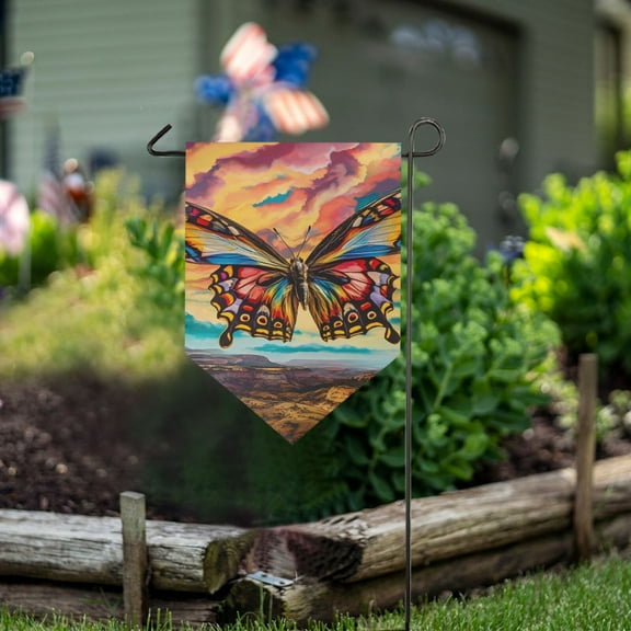 Butterfly Mountain Clouds Garden Flag 18" x 12.5" Double Sided Yard Lawn Outdoor Decor Small Yard Flags