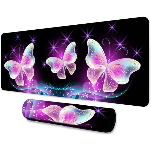 Butterfly Mouse Pad 31.5x11.8 Inches Dream Romantic Animal Moth Pattern Printed Game Mouse Pad for Home Office Gaming Work BDXTMN3