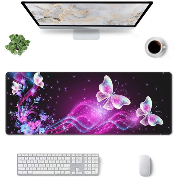 Butterfly Mouse Pad XL Large Mousepad Non Slip Rubber Base Desk Mat for Laptop Computer Gaming 31.5" X 12"