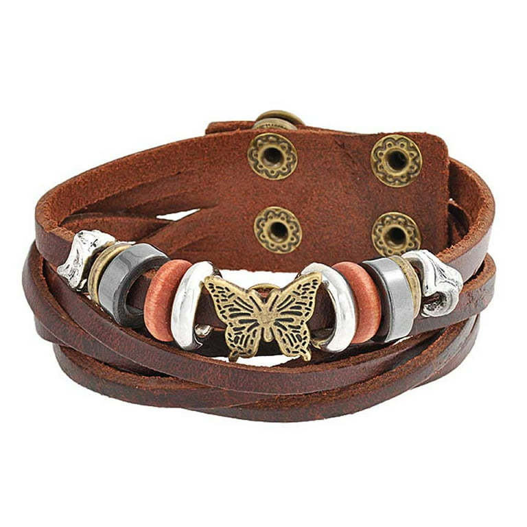 Leather multi shop strand wrap bracelet