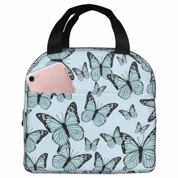 Butterfly Mushroom Leaf Reusable Lunch Bag for Women Men Insulated Lunch Box Waterproof Holder Cooler Tote Bag