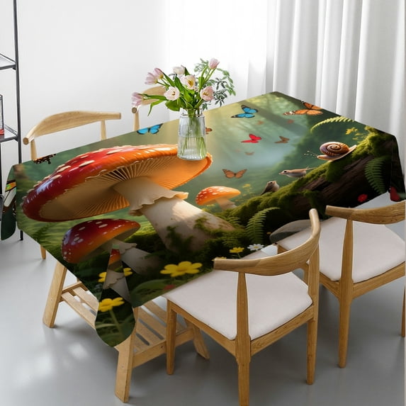 Butterfly Mushroom Tablecloths rectangle , 2D Flat Printing ...