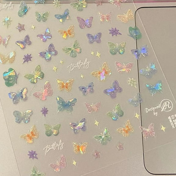 Butterfly Nail Stickers, Self-Adhesive Nail Art Decals for Pretty Manicure