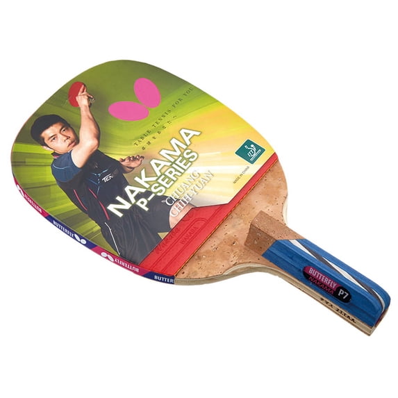 Butterfly Nakama P7 Penhold Table Tennis Racket-All Wood Blade-Wakaba 1.9 Rubbers