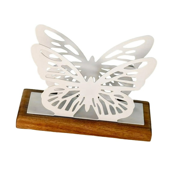 Butterfly Napkin Holder Tissue Stand Napkin Storage with Rustic Iron and Wood Construction for Restaurant Hotel Decor