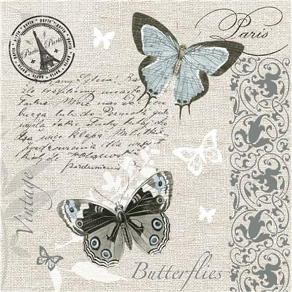 Butterfly Napkins BUTTERFLIES POSTCARD 40pcs Lunch Napkins, Butterfly Meadow Napkins, Decoupage Paper Napkins, Decoupage Napkins