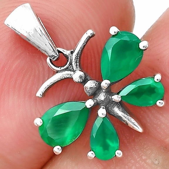 Butterfly - Natural Green Onyx 925 Sterling Silver Pendant Jewelry DGP1008_E P-1117