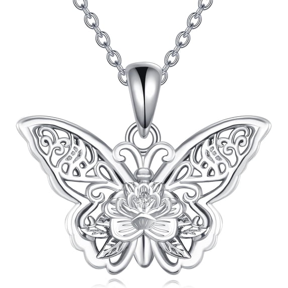 Butterfly Necklace 925 Sterling Silver Butterfly Pendant Necklace Butterfly Jewelry for Women Friends Mom