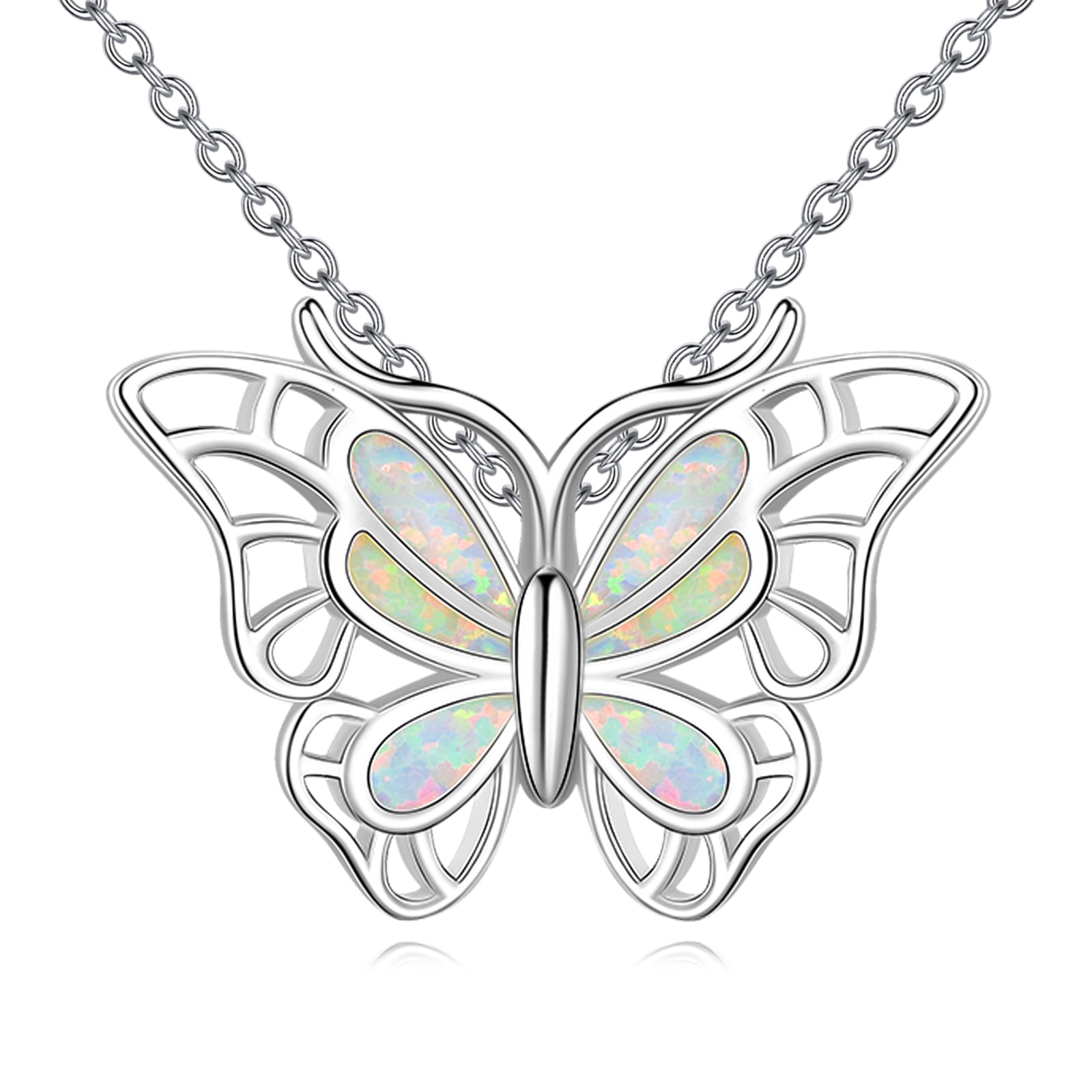 Butterfly Necklace 925 Sterling Silver Opal Neckalce Butterfly Jewelry Birthday Christmas Gift for Women