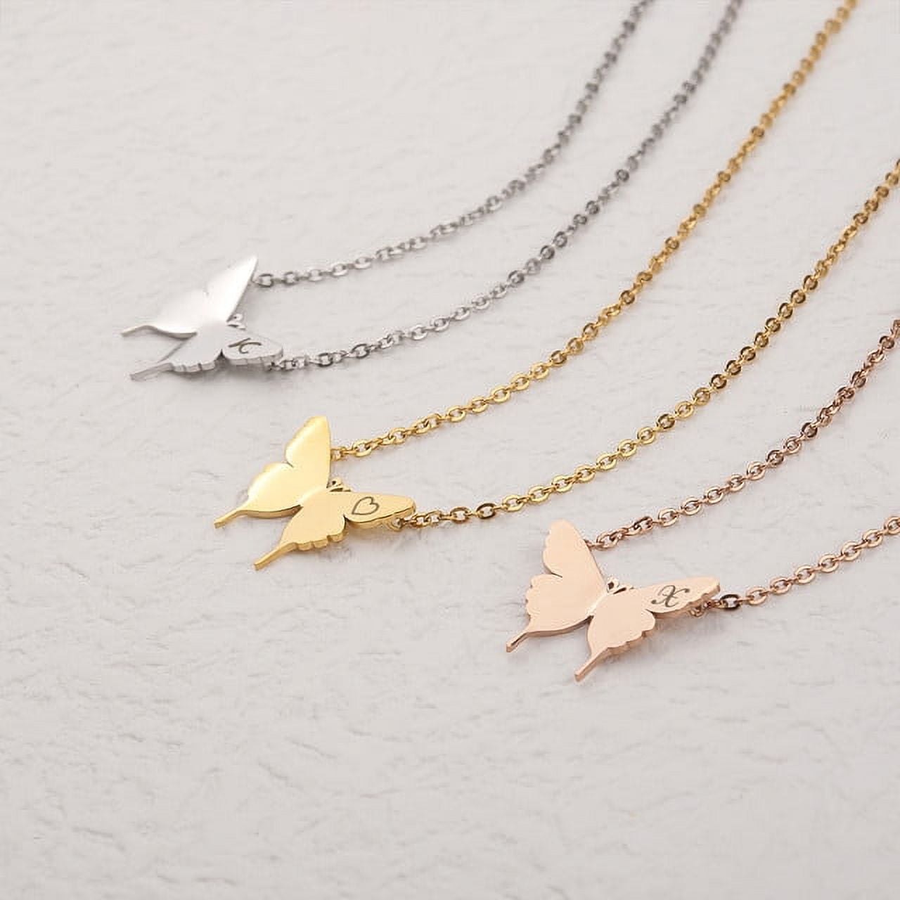 Butterfly Necklace - Engraved Initial Butterfly Necklace Personalized - Best Friend Butterfly Necklace - Butterfly Necklace for Girls
