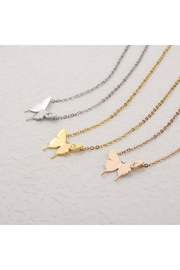 Butterfly Necklace - Engraved Initial Butterfly Necklace Personalized - Best Friend Butterfly Necklace - Butterfly Necklace for Girls