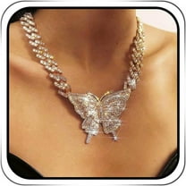 Butterfly Necklace Gold Rhinestone Necklaces Jewelry for Women