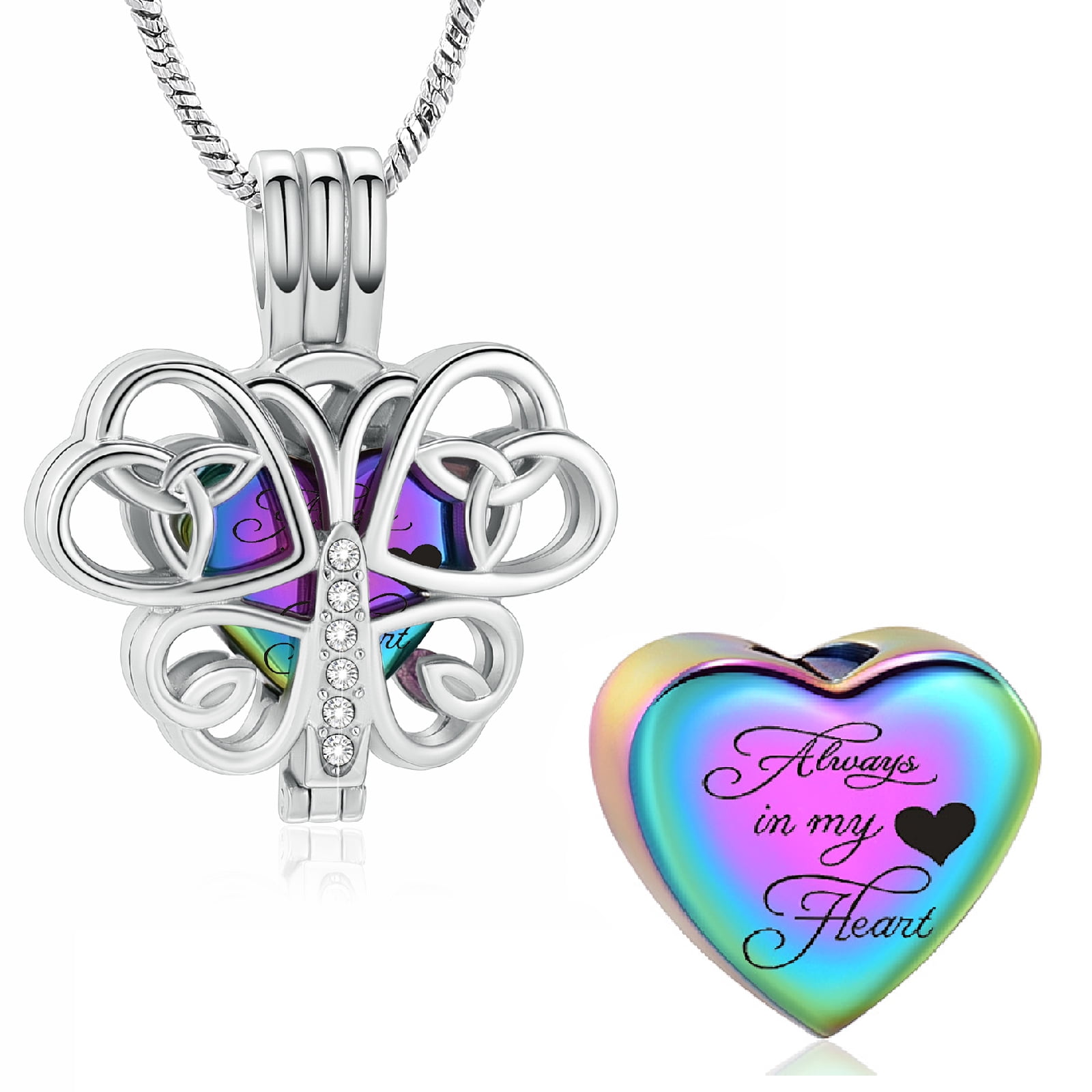Butterfly Necklace Urn Cremation Jewelry for Ashes with Heart Urn
