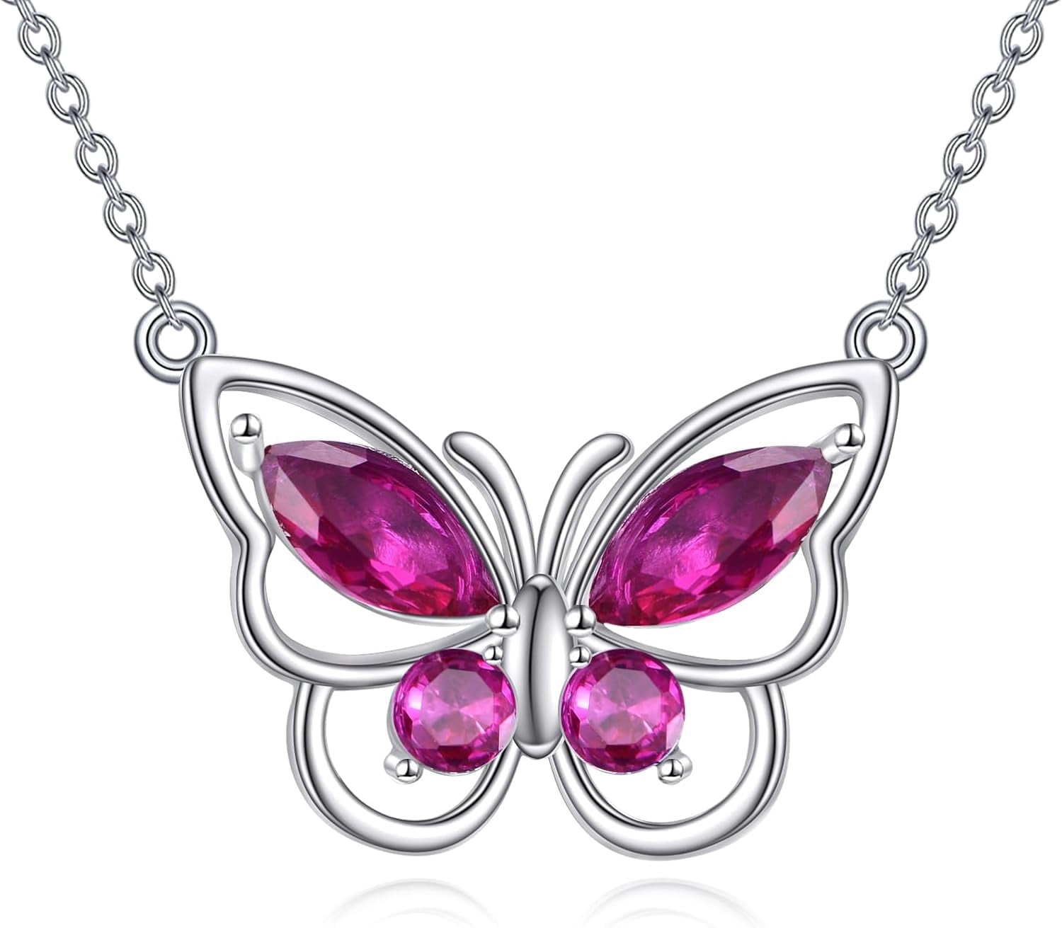 Butterfly Necklace for Women 925 Sterling Silver Crystal Butterfly Pendant Birthstone Amethyst Jewelry Gift