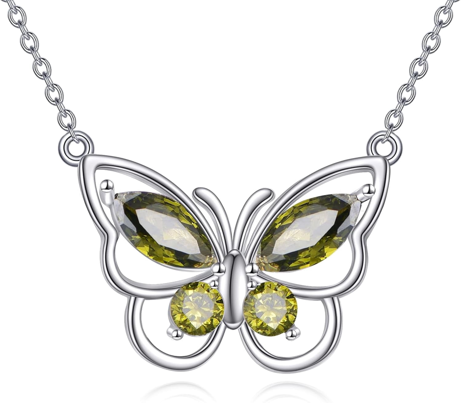 Butterfly Necklace for Women 925 Sterling Silver Crystal Butterfly Pendant Birthstone Amethyst Jewelry Gift