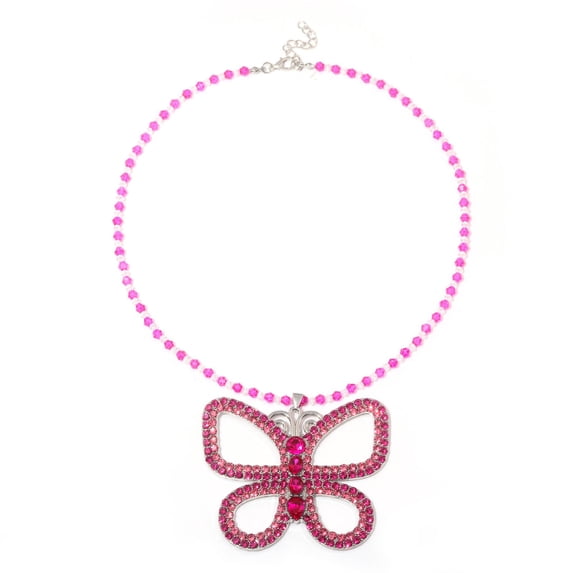 Butterfly Necklace for Women - Rhinestone Pendant Choker, Zinc Alloy Jewelry, Cute Sparkly Accessory