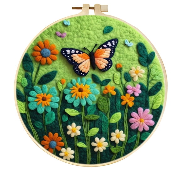 Butterfly Needle Felting Set, Beginner Felt Painting Set, With Wool Felt Painting Set, Decorative Frame, Suitable for Home Decoration