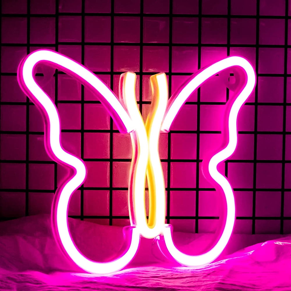 Butterfly Neon Signs Lights for Bedroom Wall Decor, USB or Battery LED ...