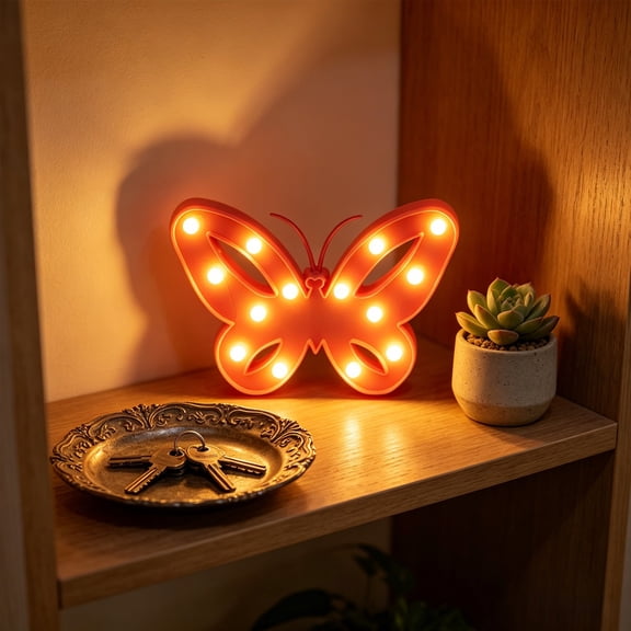 Butterfly Night Light Battery Operated LED Wall Lamp Cute Plastic Desk Light for Ki-ds Bedroom Decor