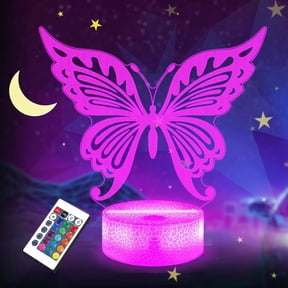 Butterfly Night Light, Butterfly Gifts for Kids Girls, Animal LED Table Lamp 3D Illusion with Remote Control 16 Colors Changing + Timer + Dim Function