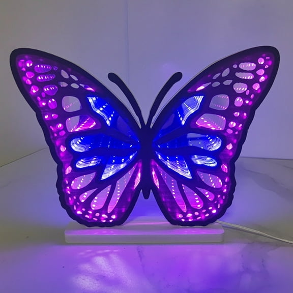 Butterfly Night Light, USB Powered 3D Hollow Decoration, Soft Glow LED, Wall Shelf Decor, Nursery Gift, Hypnotic Fluttering Effect, for Bedroom, Living Room, Dorm, Home Aesthetic Lighting
