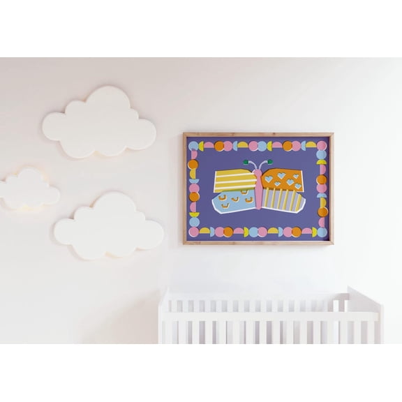 Butterfly Nursery Eclectic Wall Art, Stretched Canvas 16x20in